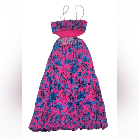 Floral Pink & Blue Playa Lucila Cutout Maxi Dress party resort spring $150 boho - Picture 6 of 8